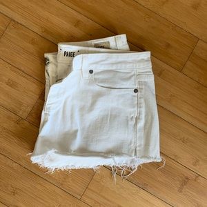 Paige white denim cutoff shorts